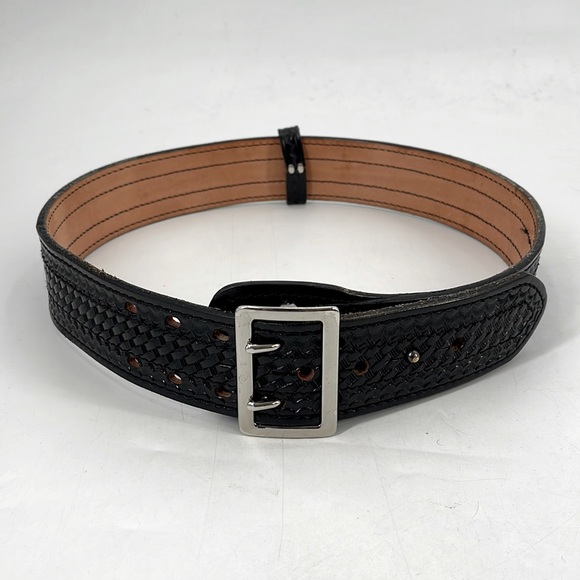 Dutyman 2-1/4" Basketweave Leather Sam Browne 4-Row Stitch Duty Belt 36 - Picture 2 of 8